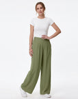 High Waist Hose mit Taschen und weitem Bein