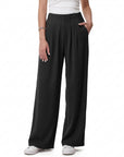 High Waist Hose mit Taschen und weitem Bein