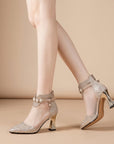 Clara | Elegante Hochhackige Sandalen mit Strasssteinen