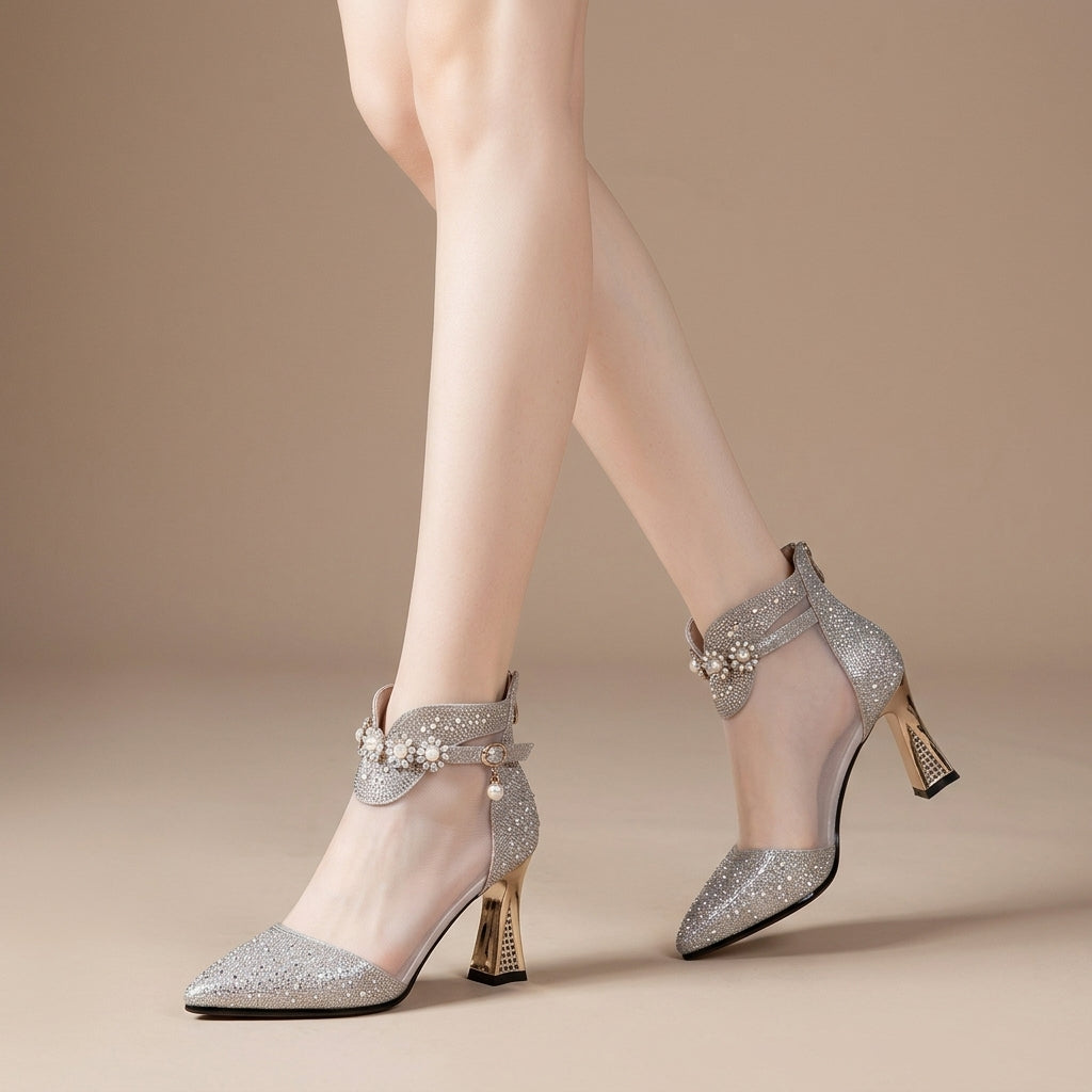 Clara | Elegante Hochhackige Sandalen mit Strasssteinen