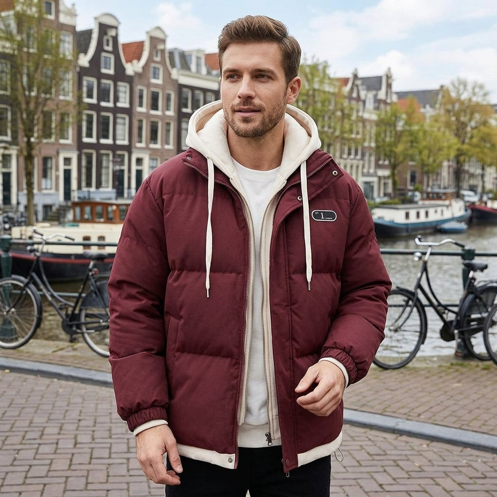 Fabian | Warmer Herrenmantel mit Doppelkapuze