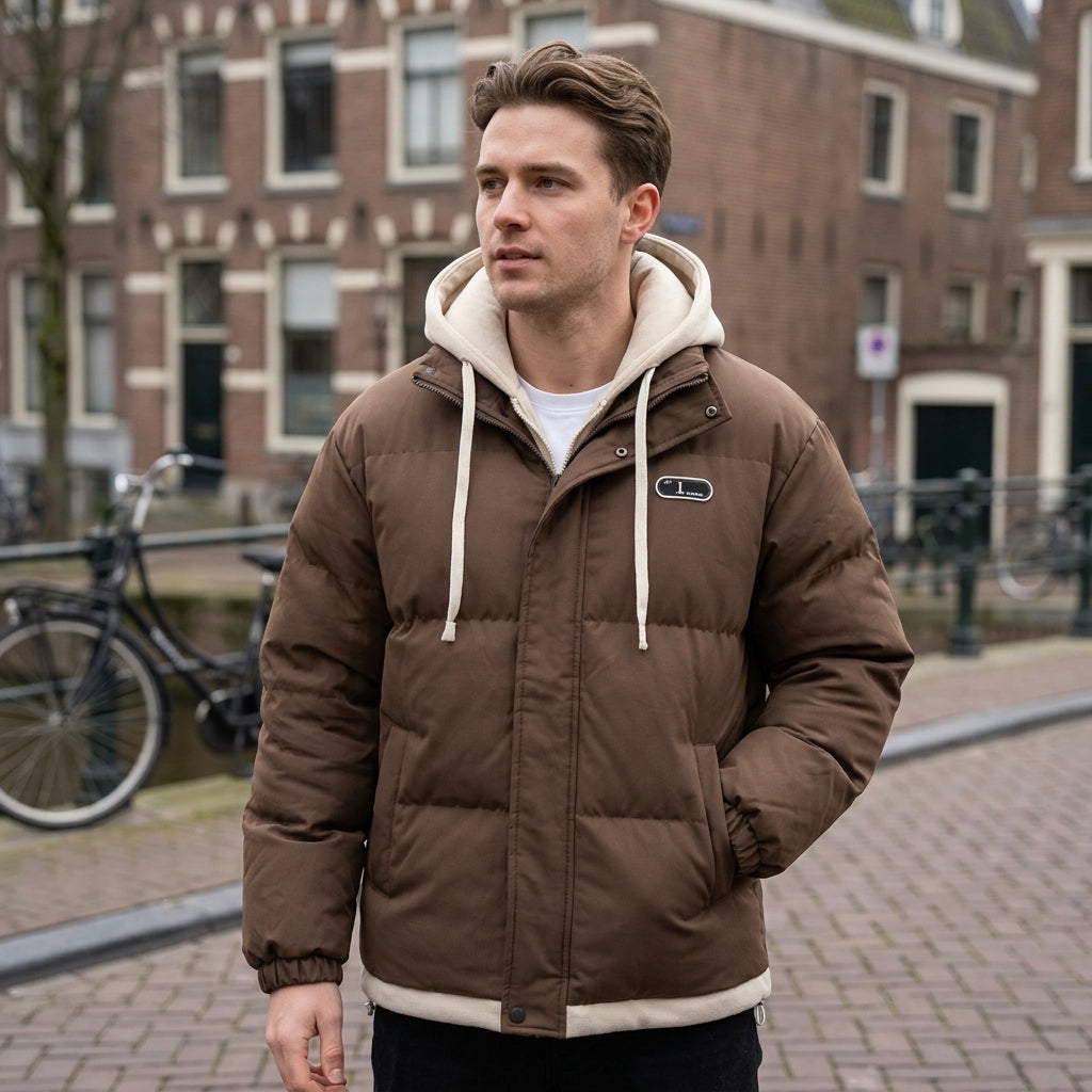 Fabian | Warmer Herrenmantel mit Doppelkapuze