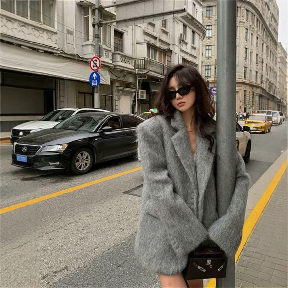 Clara | Lange Damen Blazer in Grau 3