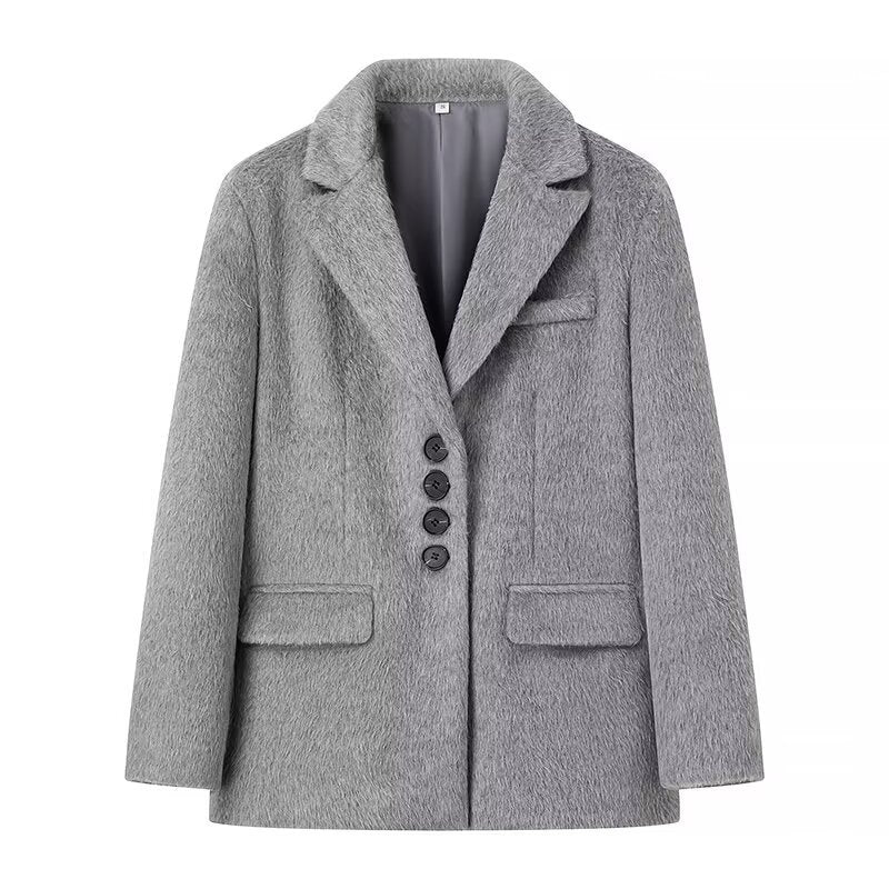 Clara | Lange Damen Blazer in Grau 8