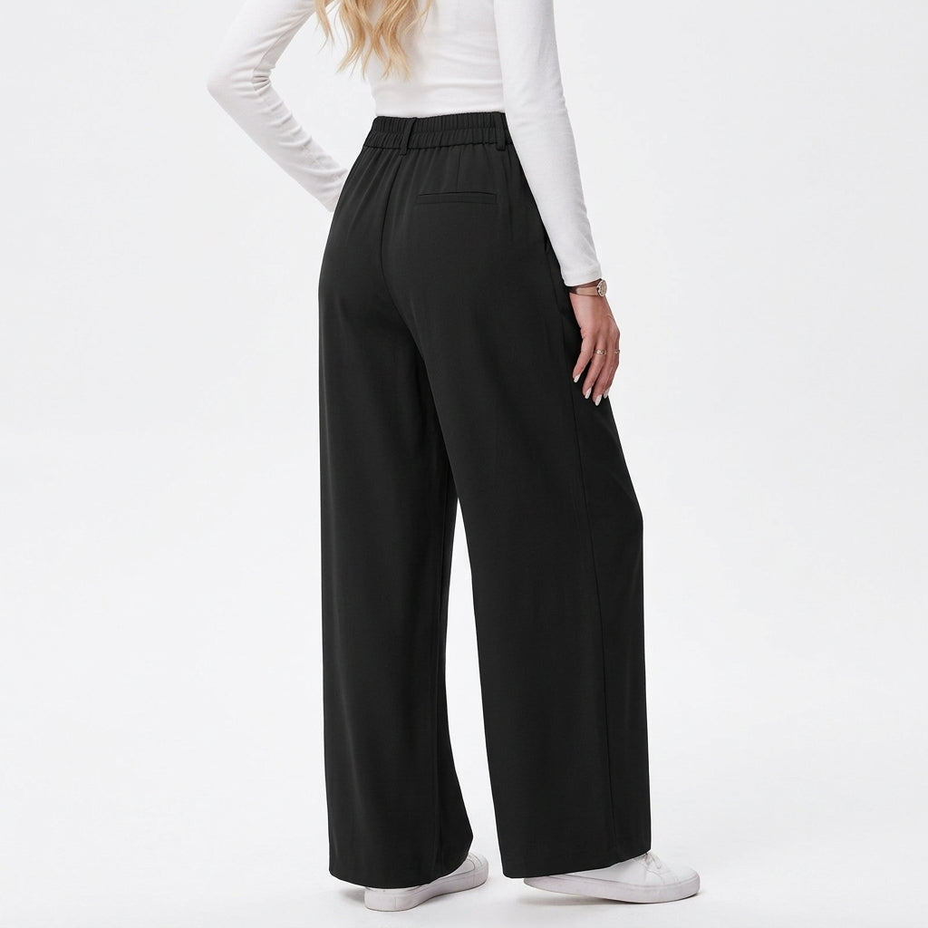 High Waist Hose mit Taschen und weitem Bein