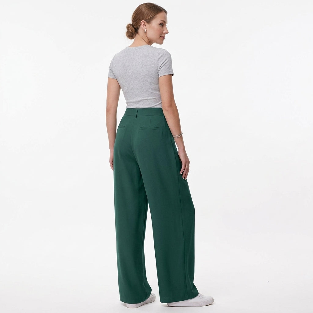 High Waist Hose mit Taschen und weitem Bein