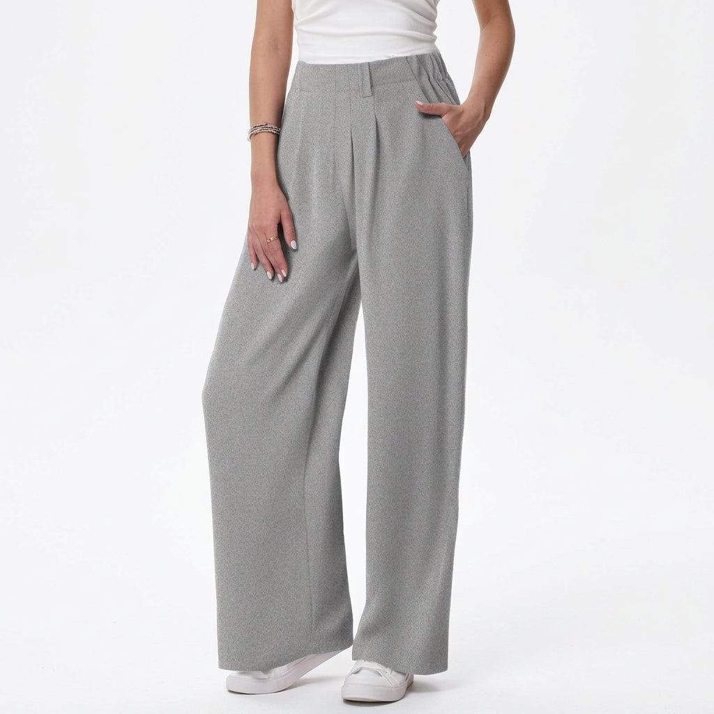 High Waist Hose mit Taschen und weitem Bein