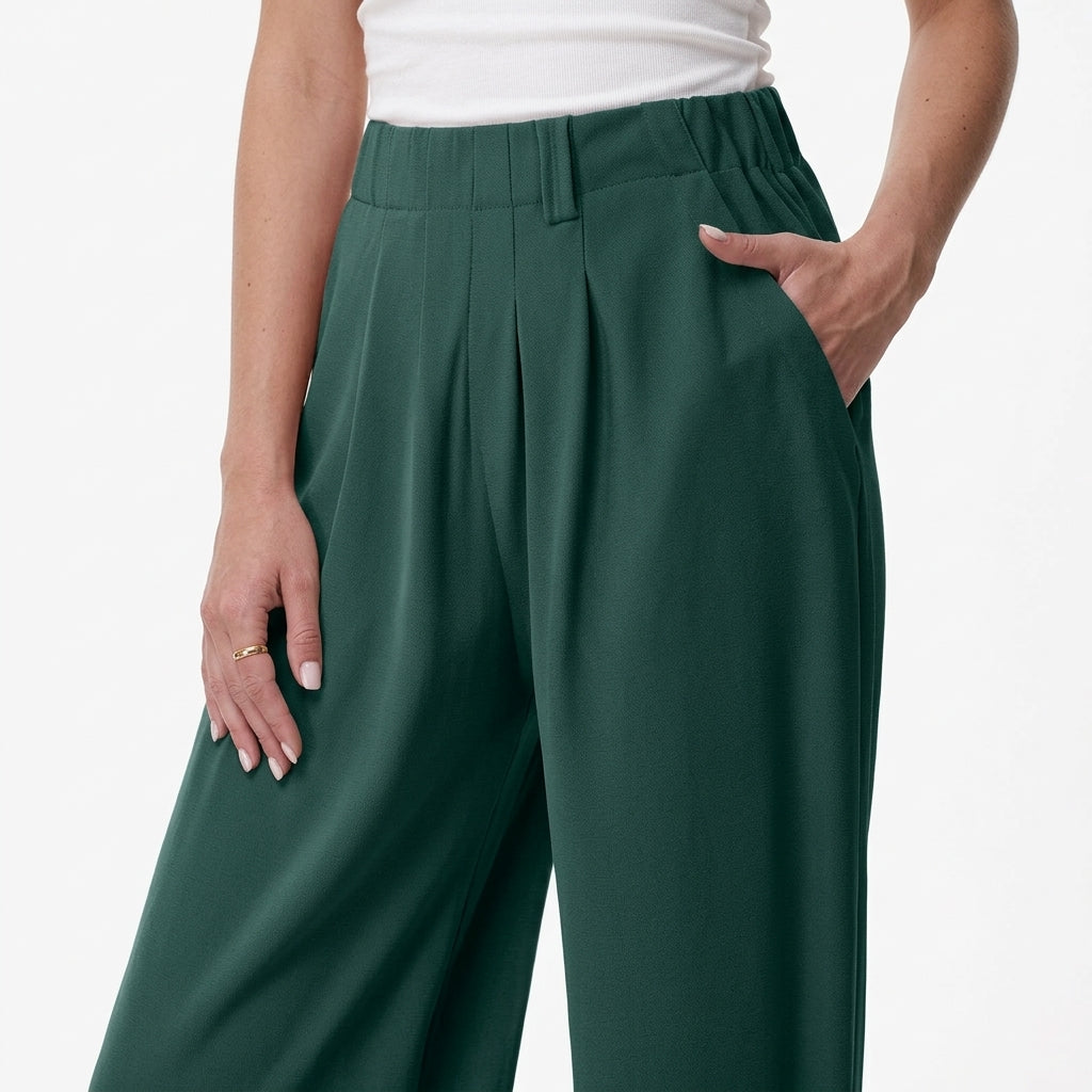 High Waist Hose mit Taschen und weitem Bein