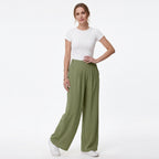 High Waist Hose mit Taschen und weitem Bein