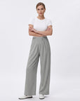 High Waist Hose mit Taschen und weitem Bein