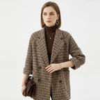 Amelie | Langer Damenblazer mit Karomuster