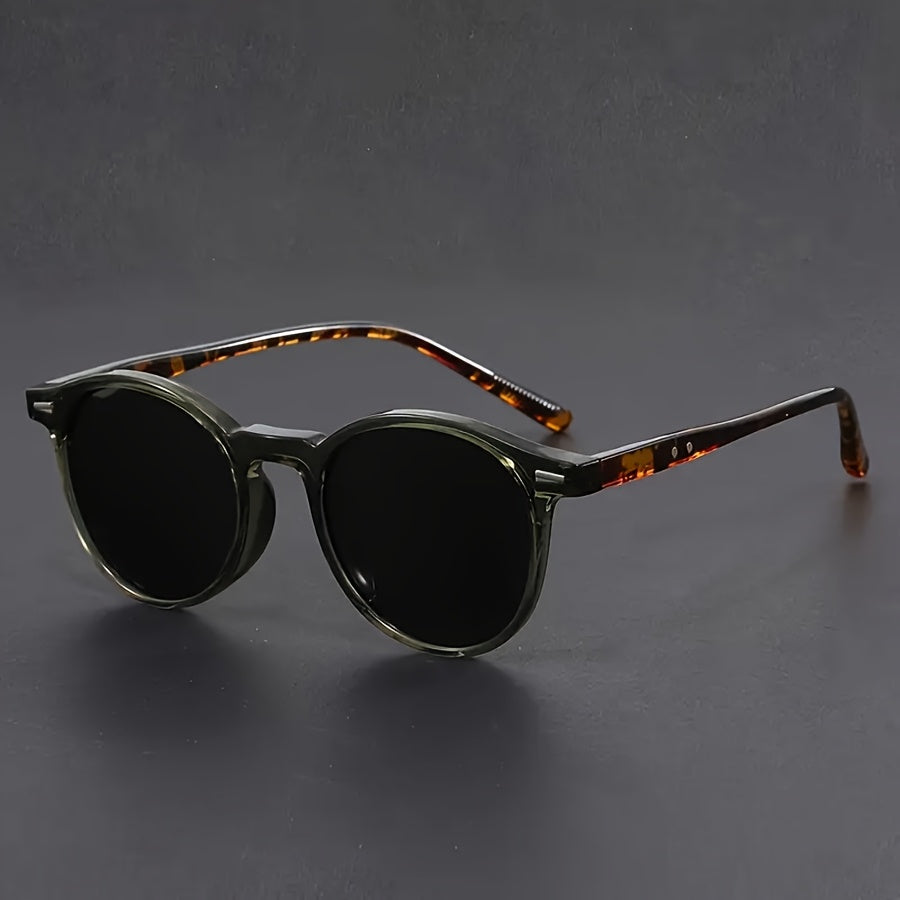 RetroStyle | Herren Sonnenbrille mit Leichtem Rahmen & Schildpatt-Design | Modische Runde Brille für Alltag und Freizeit 1