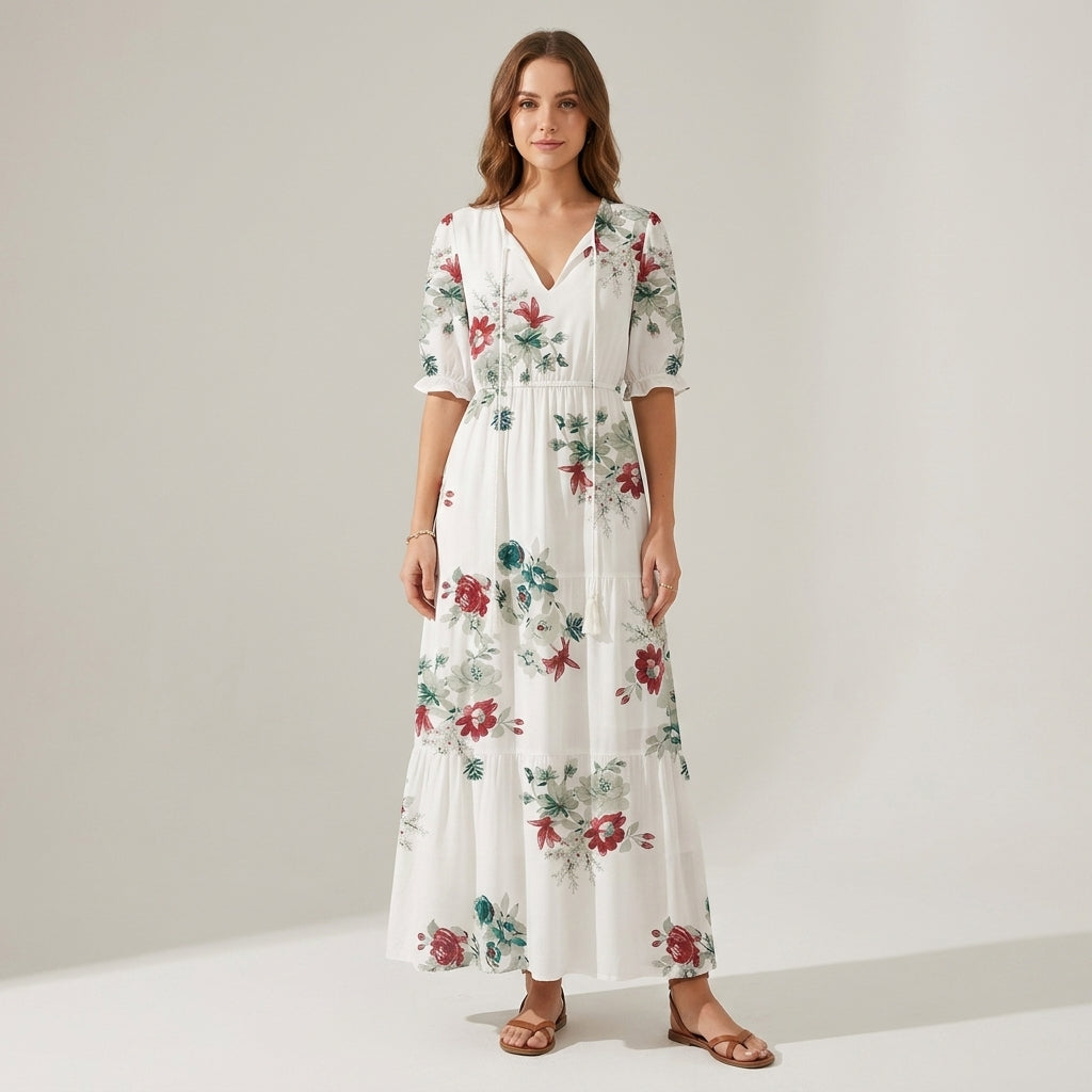 Talina | Elegantes Sommerkleid in fließender Maxi-Form