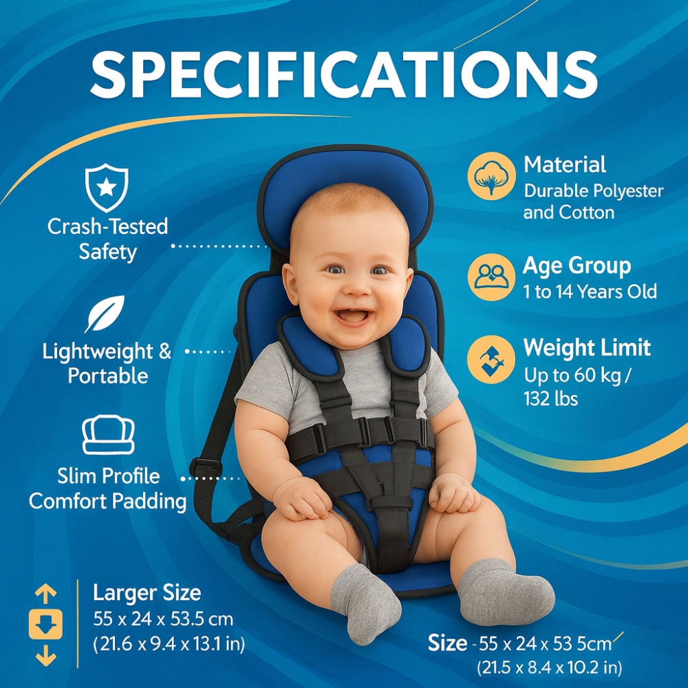 Child Car Seat Booster Seat 5-Point Harness Portable Travel Seat - Image 5