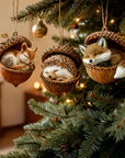 Christmas Ornaments Woodland Animal Acorn Hanging Tree Decor - Image 1