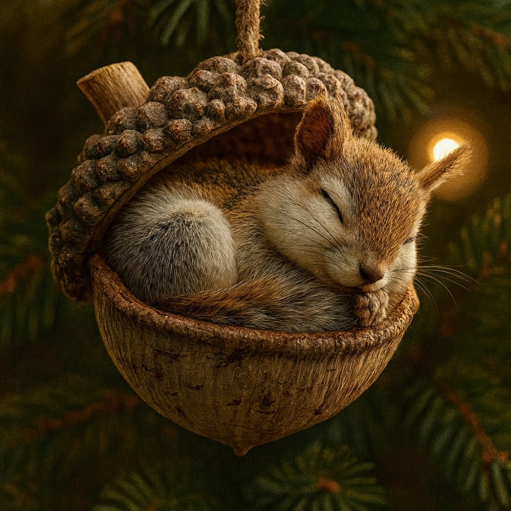 Christmas Ornaments Woodland Animal Acorn Hanging Tree Decor - Image 4