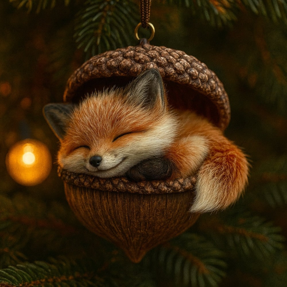 Christmas Ornaments Woodland Animal Acorn Hanging Tree Decor - Image 6