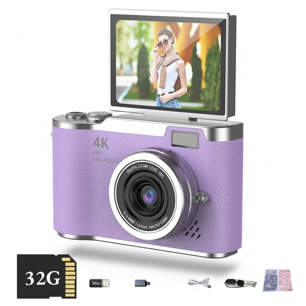 Digital Camera Compact 4K 48MP Flip Screen 8X Zoom Point Shoot - Image 4