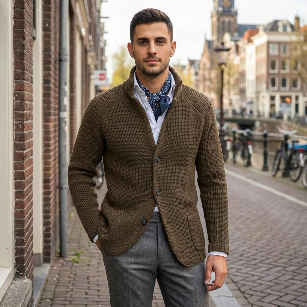 Lukas | Herren Strickpullover im Jacken-Stil