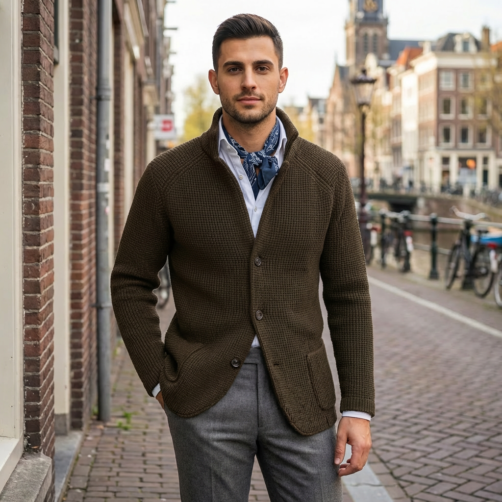 Lukas | Herren Strickpullover im Jacken-Stil