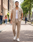 Adrian | Herren Set im Resort-Stil mit Stickerei