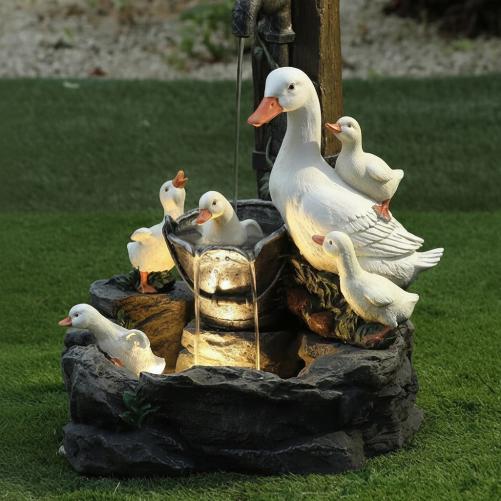 Solar Powered Birdbath Fountain Garden Decor Feature - Image 1